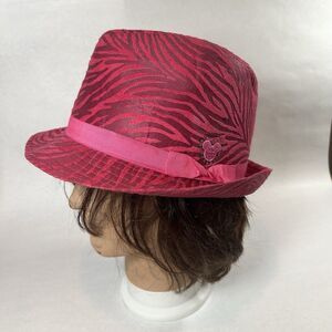 Disney Parks Minnie Mouse Pink Fedora Hat Size Youth Zebra Print